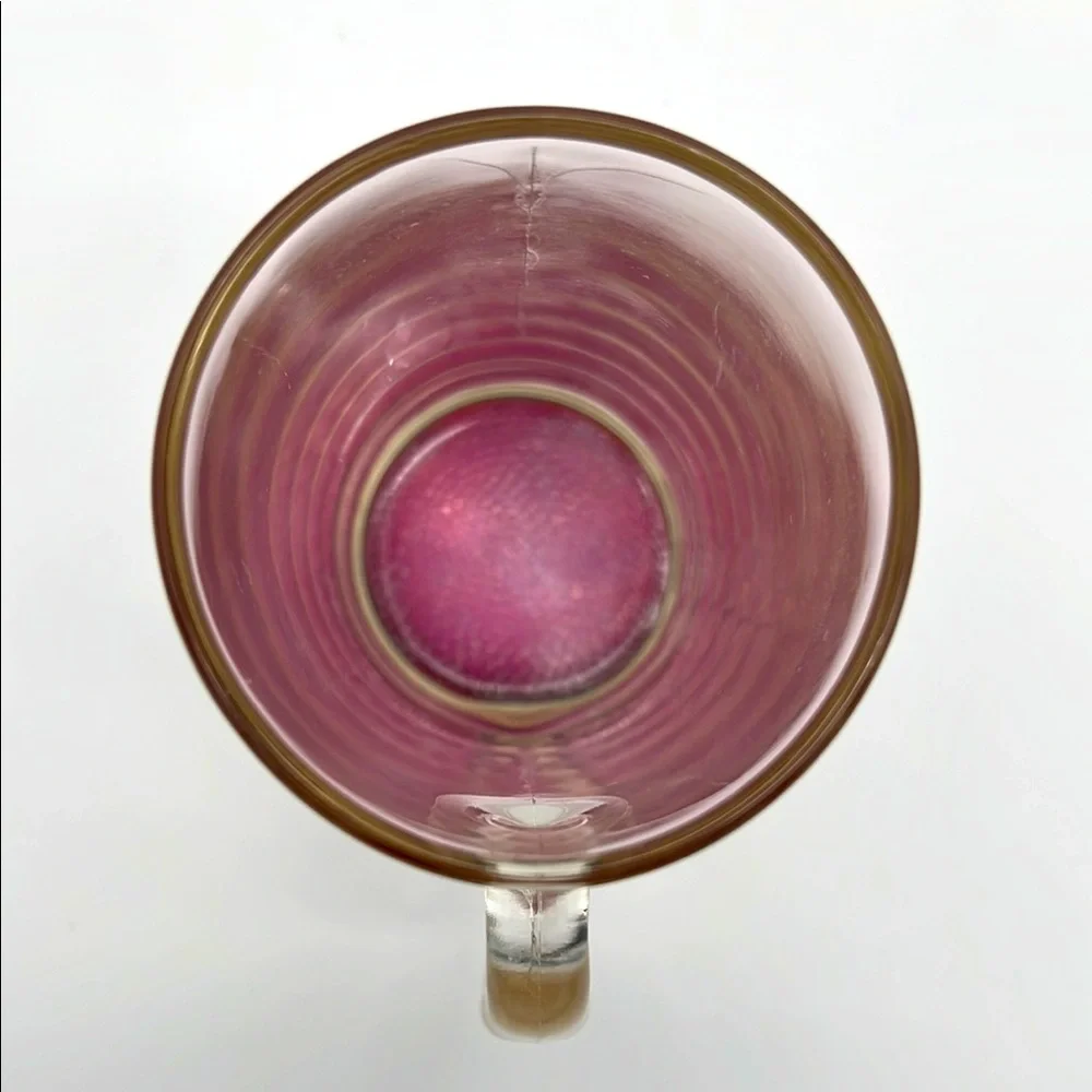 Vintage Clear Glass Pink Bottom 6 1/2